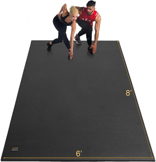 Extra Large Exercise Mat 6'X8'X7Mm, Thick Workout Mats for Home Gym Flooring, High Density Non-Slip Durable Cardio Mat, Shoe Friendly, Great for Plyo, MMA, Jump Rope, Stretch, Fitness