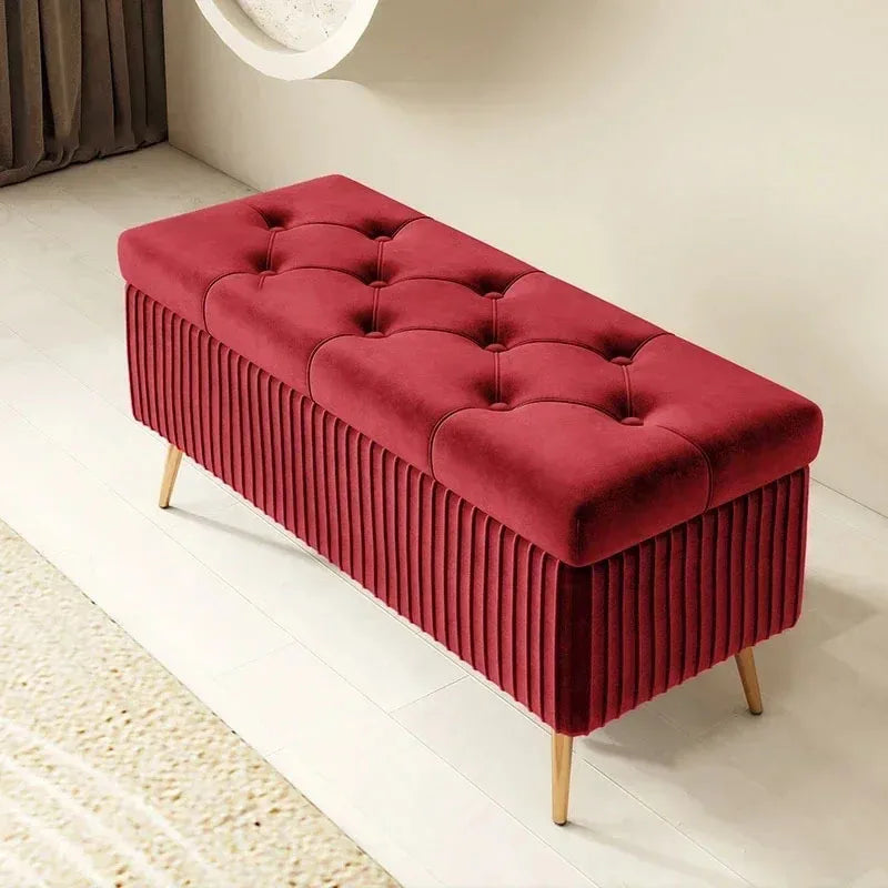 Entrance Velvet Stools for Living Room Furniture Home Ottomans Nordic Storage Bench Bedroom Shoe Changing Stools Bed End Stool