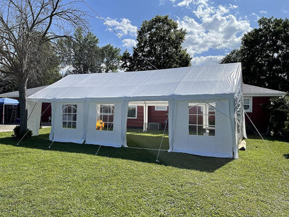 20' X 20' Heavy Duty Outdoor Gazebo Party Wedding Tent Canopy Carport Shelter with Carry Bags (20X20, White)