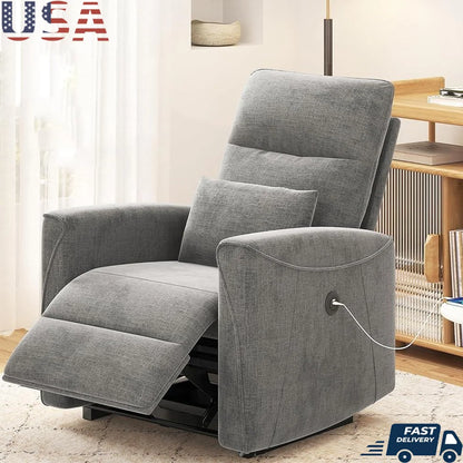 Power Recliner Chair Adjustable Reclining Sofa Lumbar Support USB Charging Portable Living Room Theater Lounge Seat