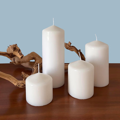 Tall 3X6 Inch Unscented Pillar Candles,White, 6 Count