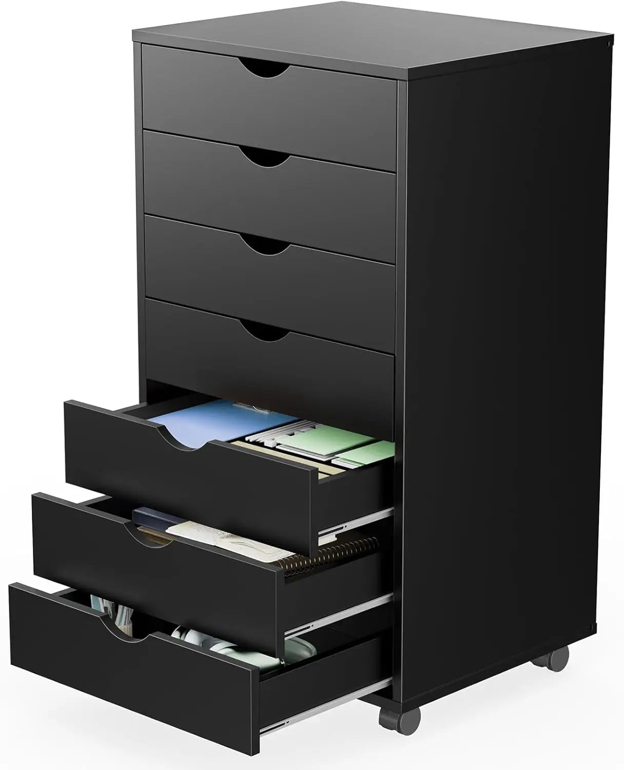 5 Drawer Chest Mobile Storage Cabinets Small Wooden Dresser with Wheels Room Organization Furniture for Office Home