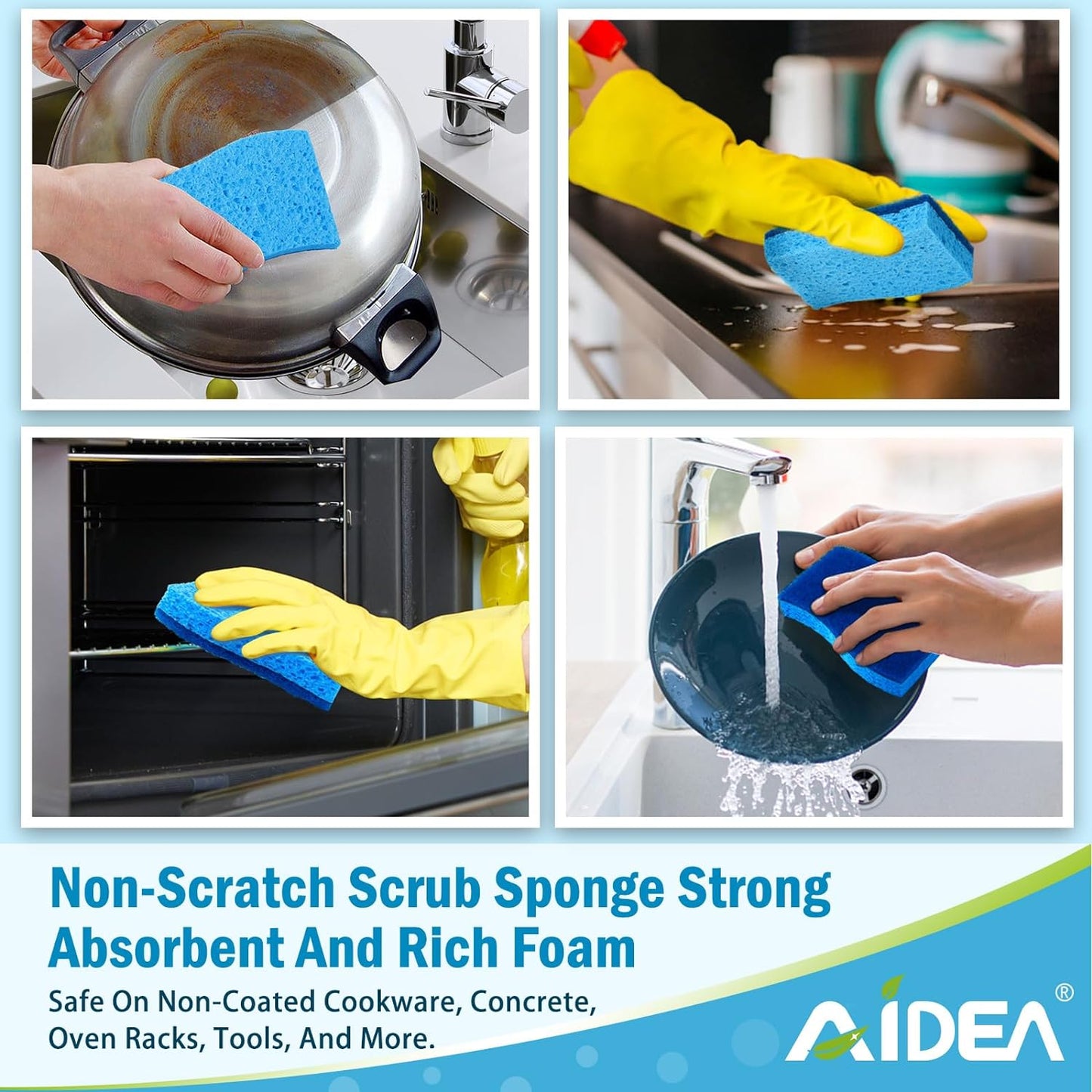 -Brite Non-Scratch Scrub Sponge-24Count, Sponges for Dishes, Cleaning Sponge, Cleans Fast without Scratching, Stands up to Stuck-On Grime, Cleaning Power for Everyday Jobs