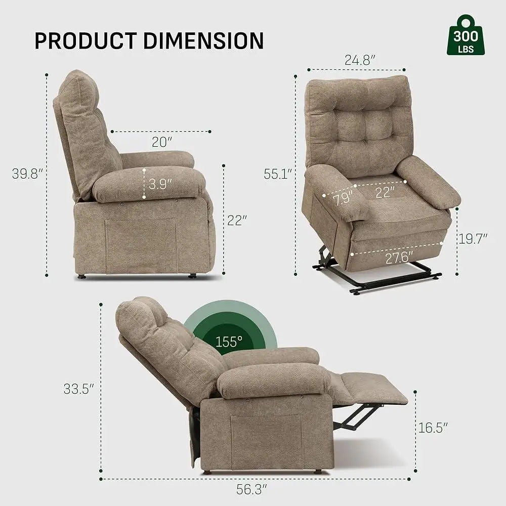 Triple Motor Electric Lift Recliner Chair Elderly Adjustable Backrest Footrest Infinite Position Mobility Support with Side