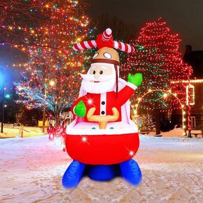 6Ft Christmas Inflatable Decorations Claus Blow up Built-In LED Outdoor Indoor Yard Lighted for Holiday Season, Quick Air Blown, 6 Feet High, Santa W/Helicopter