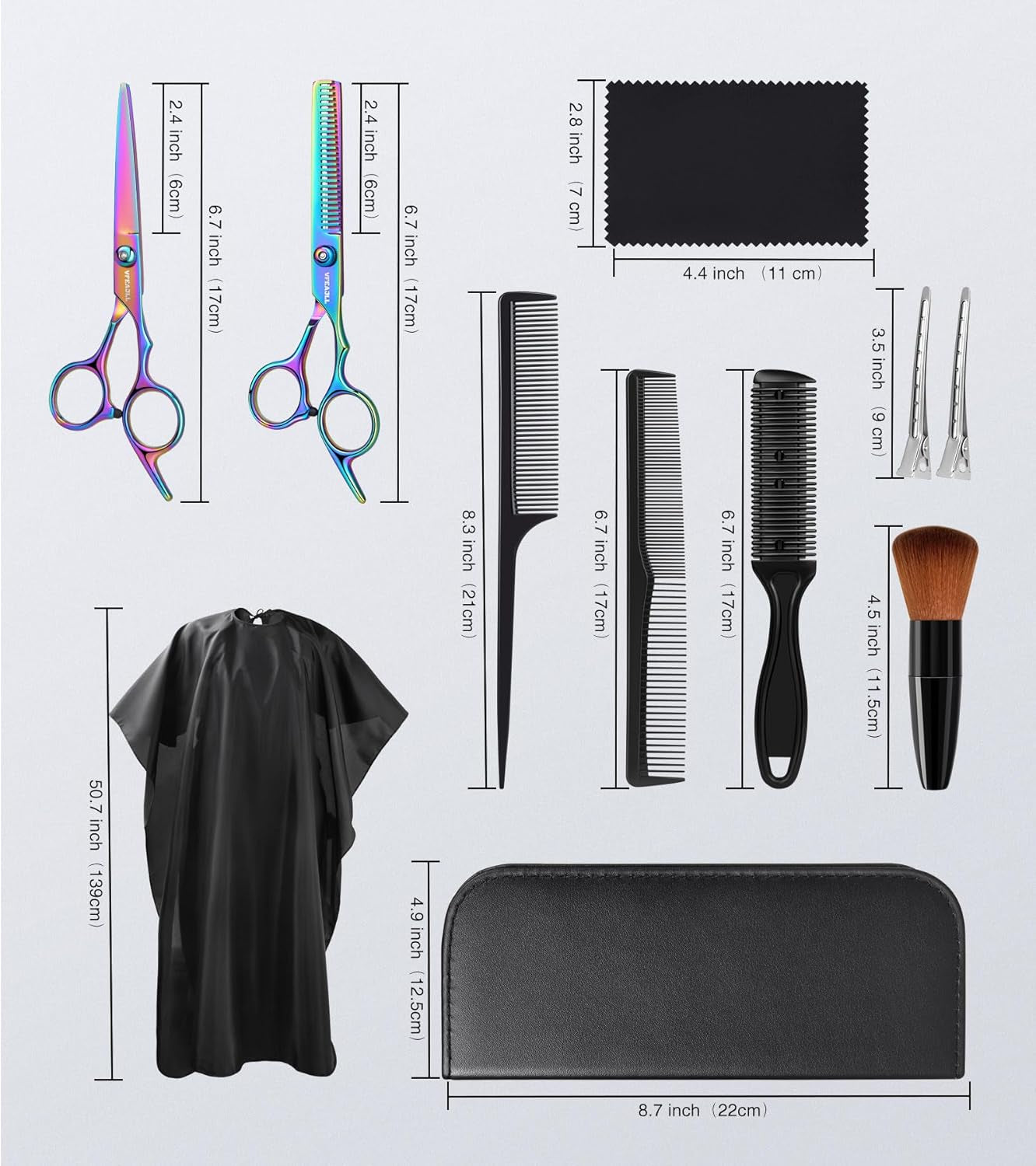 Hair Cutting Scissors Kits,11Pcs Professional Haircut Scissors Kit with Comb,Clips,Cape,New Craftsmanship Stainless Steel Hairdressing Thinning Shears Set for Barber,Salon,Home,Men,Women