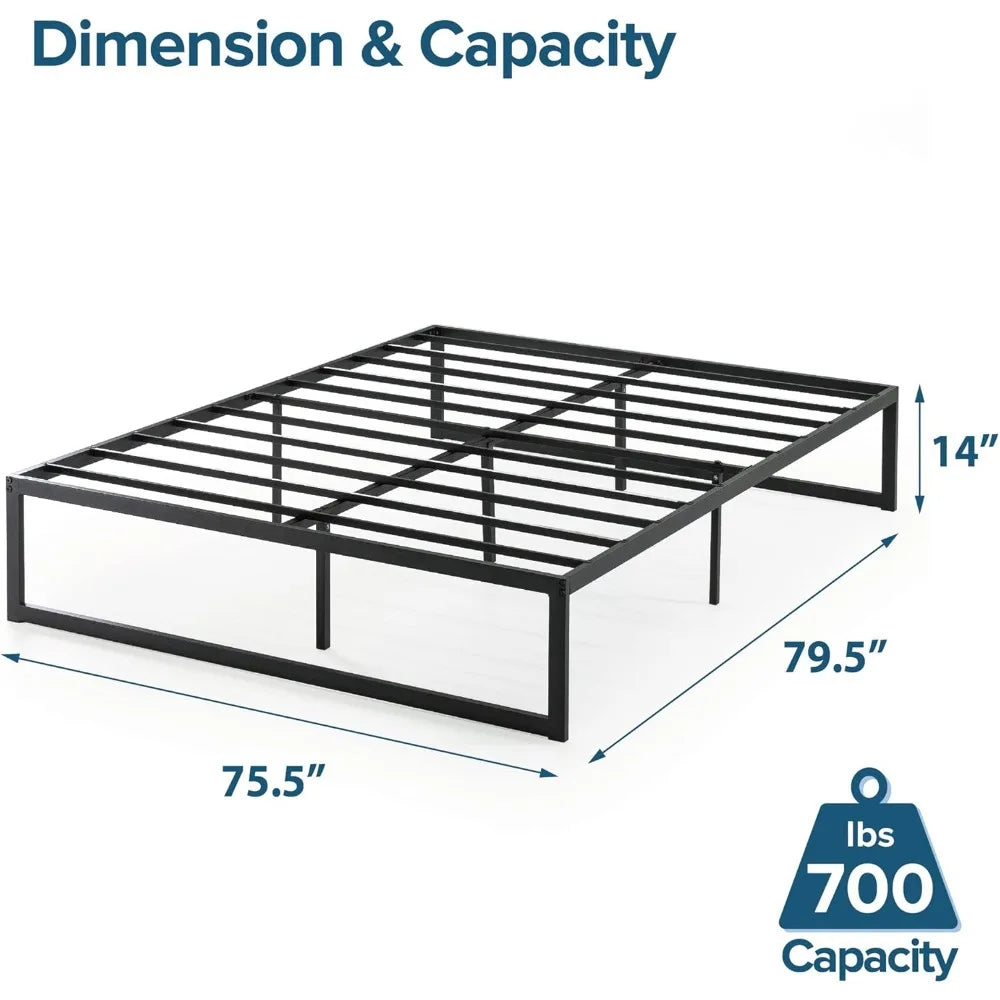 Metal Platform Bed Frame, Mattress Foundation with Steel Slat Support, No Box Spring Needed, Easy Assembly, King Bed Frame