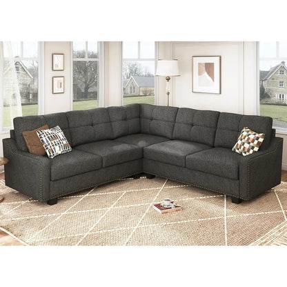 Convertible Sectional Sofa L Shaped Couch for Small Apartment Reversible Sectional Couches for Living Room,Dark Grey