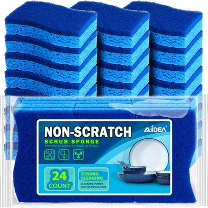 -Brite Non-Scratch Scrub Sponge-24Count, Sponges for Dishes, Cleaning Sponge, Cleans Fast without Scratching, Stands up to Stuck-On Grime, Cleaning Power for Everyday Jobs