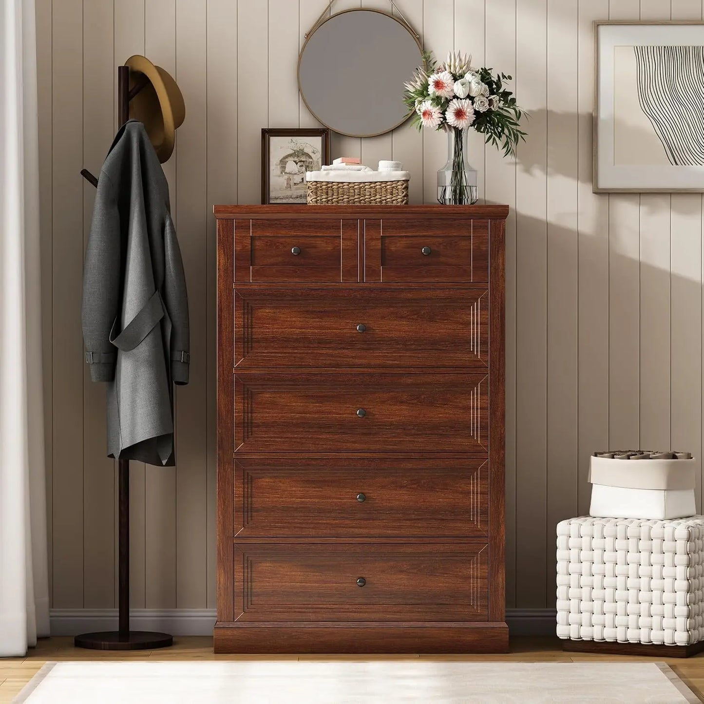 Farmhouse Dresser and Chests of Drawer, Tall Chest of Drawers for Bedroom, Living Room