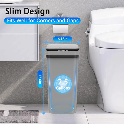 3 Pack Automatic Small Bathroom Trash Can with Lid - 2.5 Gallon Touchless Garbage Can, Motion Sensor Smart Trash Bin