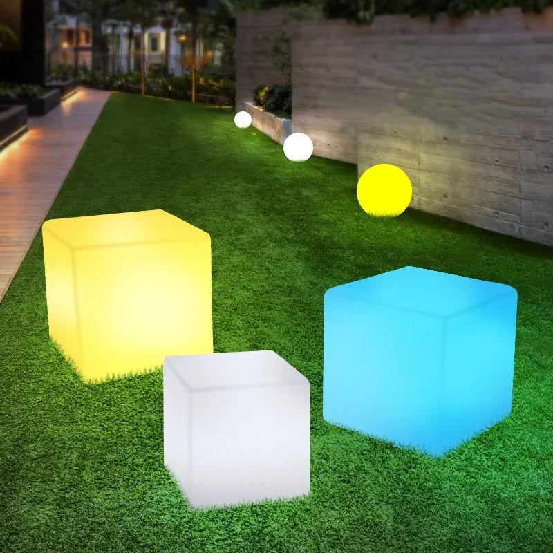 LED Light-emitting Cube Multicolored Remote Control Garden Landscape Decoration Lawn Lamp Activity Square Light-emitting Stool