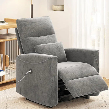 Power Recliner Chair Adjustable Reclining Sofa Lumbar Support USB Charging Portable Living Room Theater Lounge Seat