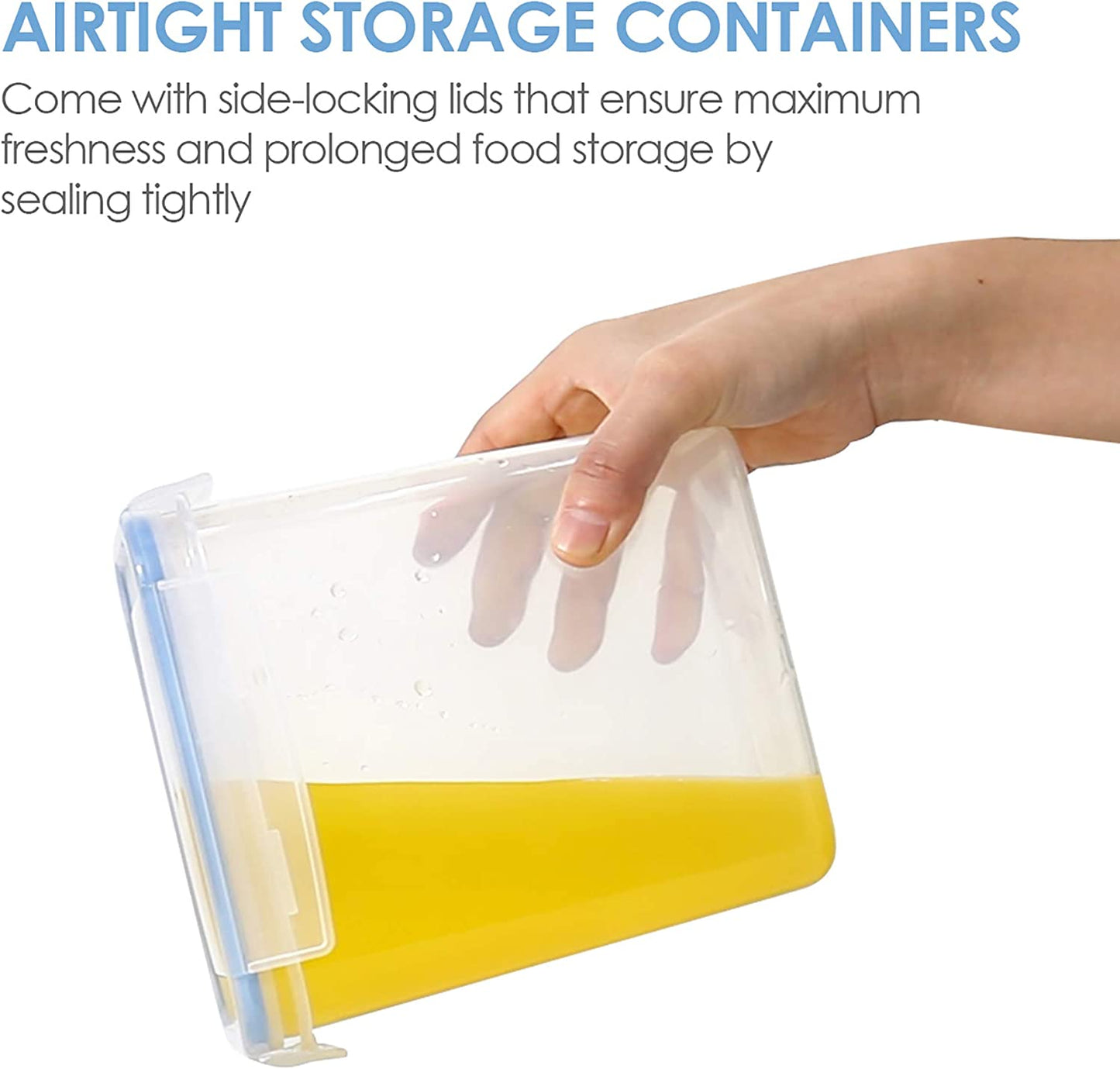 Airtight Food Storage Containers 12 Pieces 1.5Qt / 1.6L- Plastic BPA Free Kitchen Pantry Storage Containers for Sugar, Flour and Baking Supplies - Dishwasher Safe - Include 24 Labels, Blue