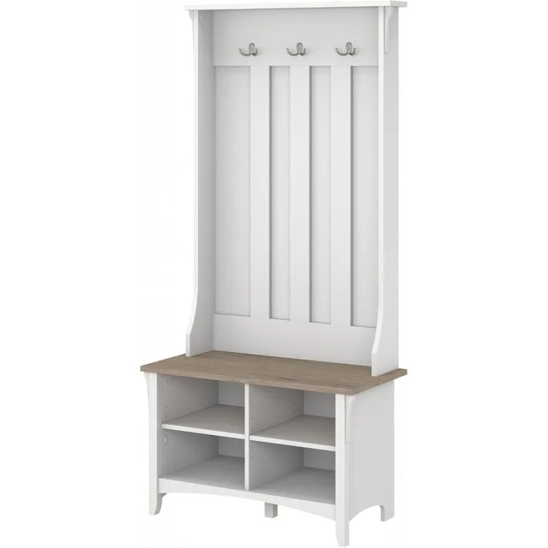 Hot Selling Product Shoe Storage Bench in Pure White Multi - Purpose Home Organizer Entryway Solution with Seating and Hooks