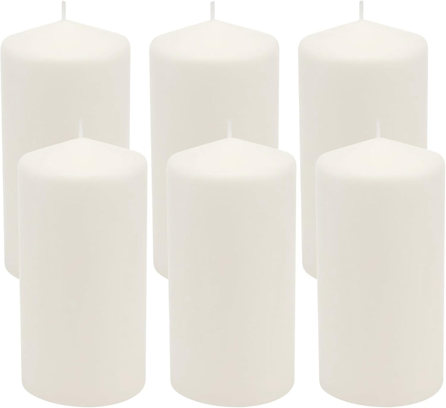 Tall 3X6 Inch Unscented Pillar Candles,White, 6 Count