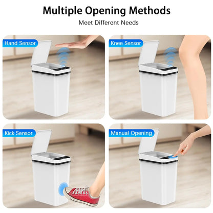 3 Pack Automatic Small Bathroom Trash Can with Lid - 2.5 Gallon Touchless Garbage Can, Motion Sensor Smart Trash Bin