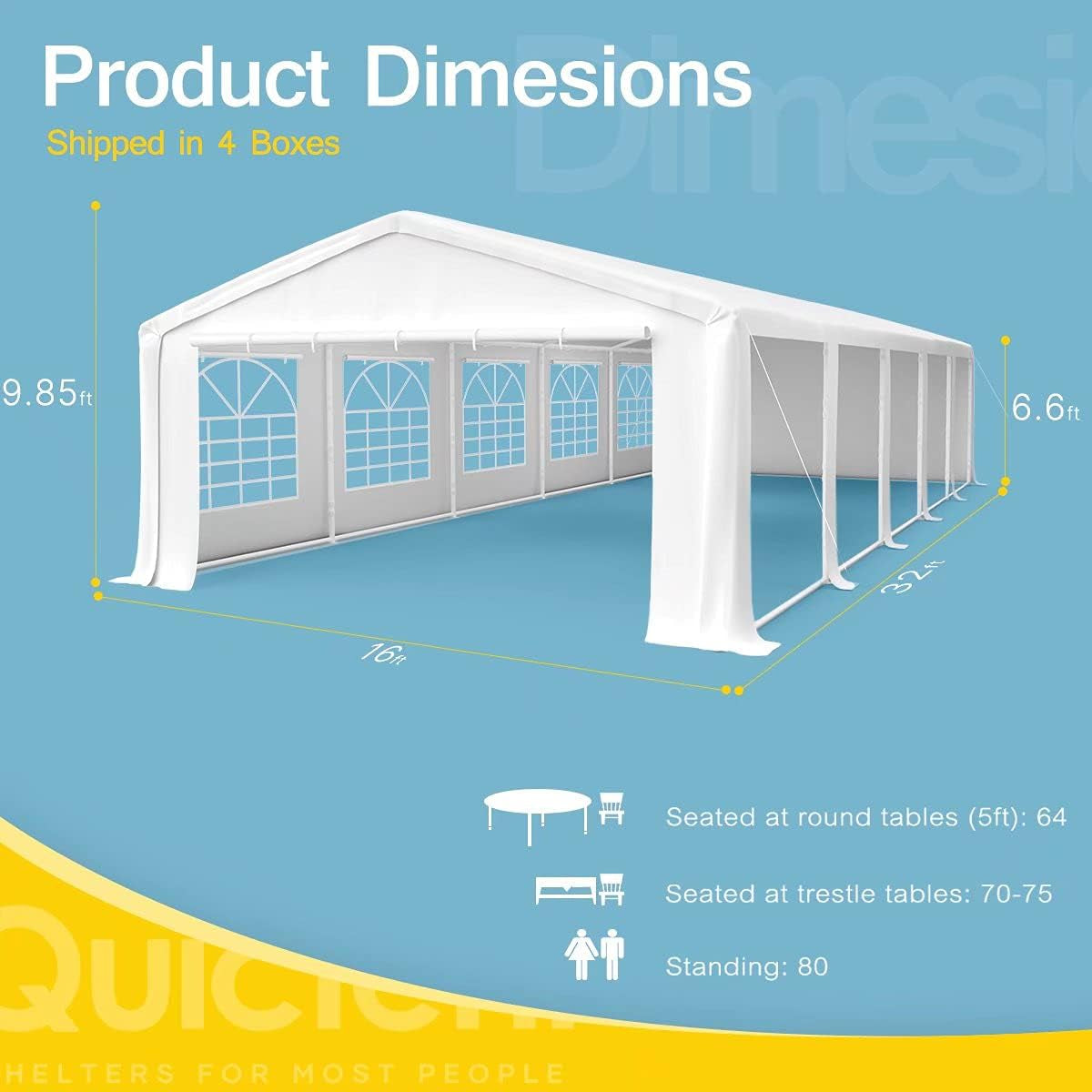 20' X 20' Heavy Duty Outdoor Gazebo Party Wedding Tent Canopy Carport Shelter with Carry Bags (20X20, White)