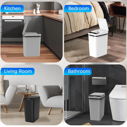 3 Pack Automatic Small Bathroom Trash Can with Lid - 2.5 Gallon Touchless Garbage Can, Motion Sensor Smart Trash Bin