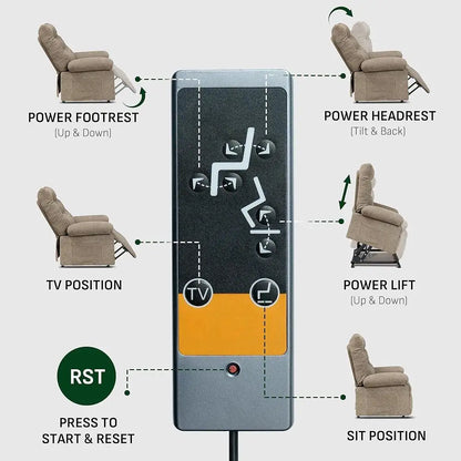 Triple Motor Electric Lift Recliner Chair Elderly Adjustable Backrest Footrest Infinite Position Mobility Support with Side