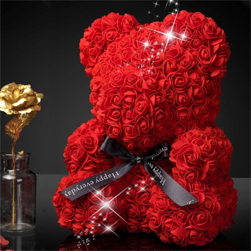 Wedding Rose Teddy Bear with Box for Women Valentines Girlfriend Birthday Gifts