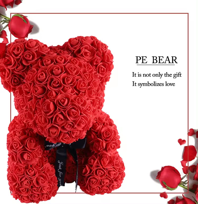 Wedding Rose Teddy Bear with Box for Women Valentines Girlfriend Birthday Gifts