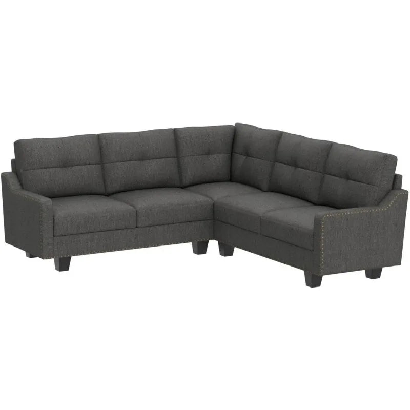 Convertible Sectional Sofa L Shaped Couch for Small Apartment Reversible Sectional Couches for Living Room,Dark Grey