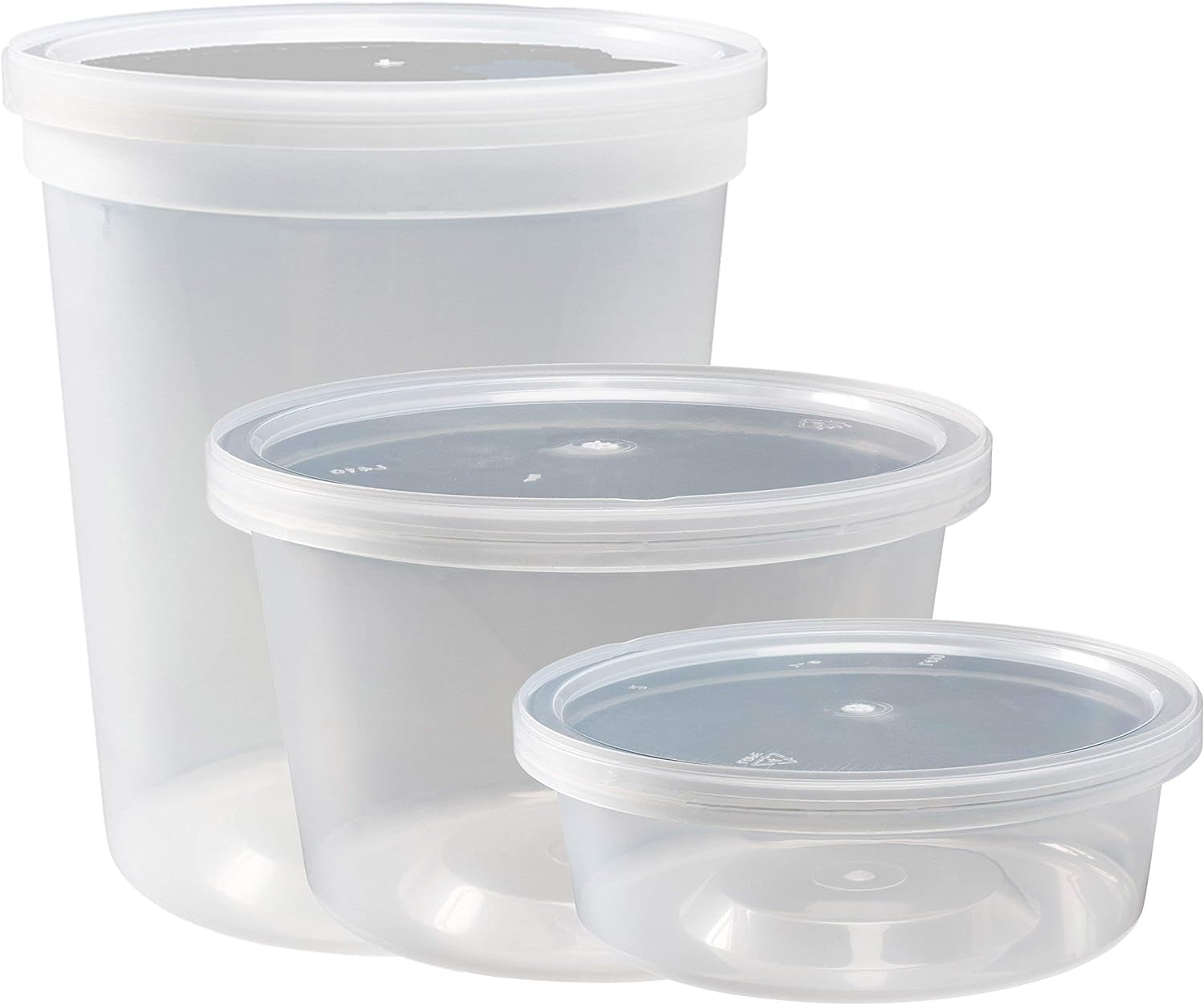 Food Storage Containers with Lids 8Oz, 16Oz, 32Oz Freezer Deli Cups Combo Pack, 44 Sets Bpa-Free Leakproof round Clear Takeout Container Meal Prep Microwavable, Airtight Lids (Mixed Sizes)